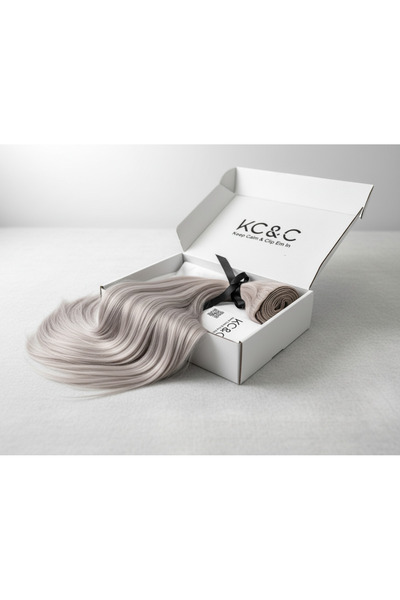 keep calm & Clip Em In - Clip-in Hair Extensions - Natural Light Grey- Slavic Remy Hair 12"
