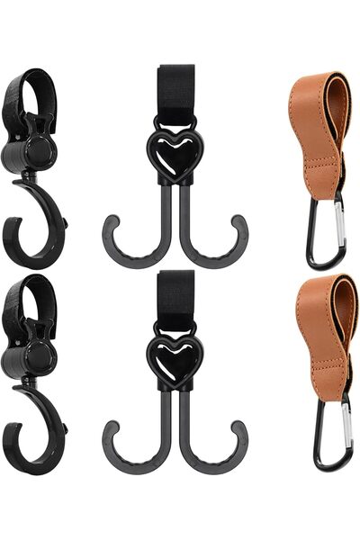 HONPOLO مجموعة خطافات عربة الأطفال، 6 قطع