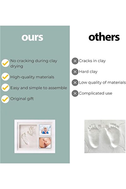 Generic Baby Hand & Footprint Keepsake Frame Kit for Newborn Boys & Girls (with Clay, Tape, Pin)