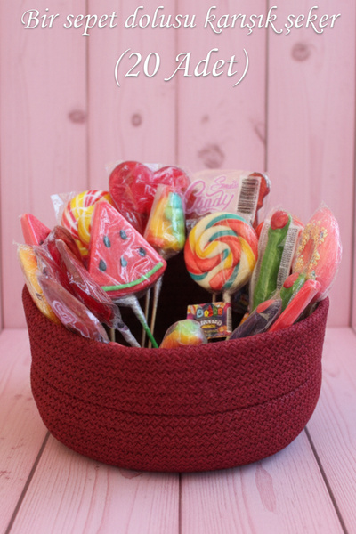 Goldwither Bir Sepet Dolusu Karışık Şeker Sevgiliye Arkadaşa Hediye Paketi Ka...