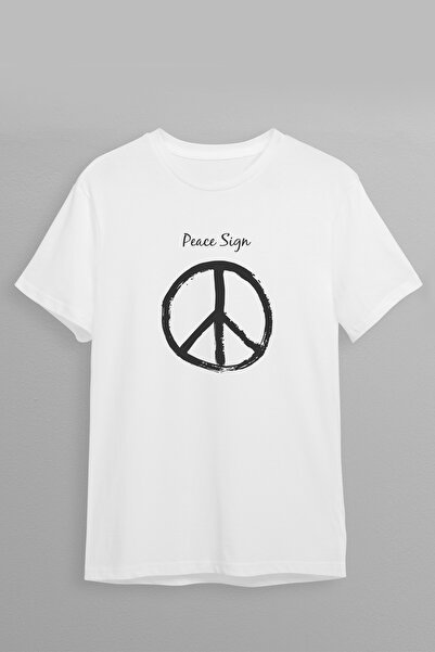 Justime Design World Peace Two Front Print Oversized Cotton Crew Neck Unisex ...