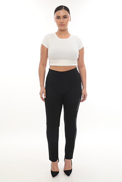 Maloye Plus Size Stone Embroidered Detailed Trousers