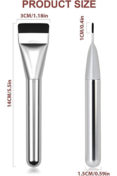 Geneic Flat Foundation Brush for Liquid Makeup, 14cm - Silver