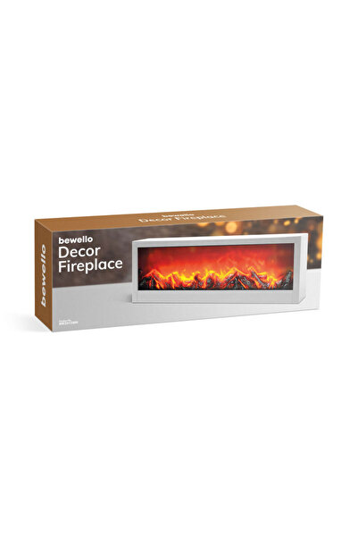 Bewello Decorative LED fireplace with flame effect – white – battery / USB – 60 x 10 x 20 cm