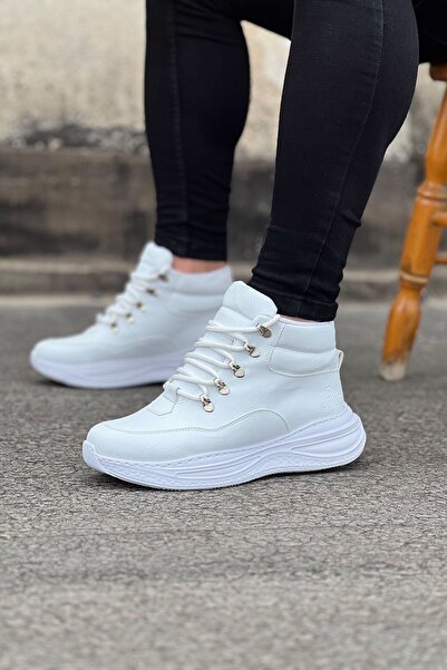 Mhoda Shoes Rlx035 Men's Sports Casual Lace-Up Leather Boots Cbt - White