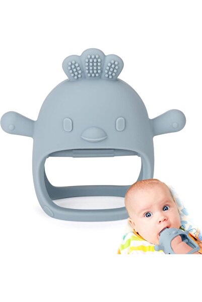 Socub قفاز سيليكون لتسنين الأطفال، مضاد للسقوط، خالٍ من مادة BPA، أزرق غباري