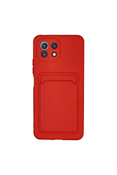 eco port حافظة هاتف Xiaomi Mi 11 Lite مصنوعة من السيليكون مع بطاقة عمل كلفن - أحمر