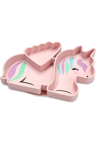 Melii Silicone Divided Plate - Unicorn, Gray