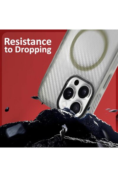 Margoun iPhone 16 Pro Max Carbon Fiber Hard PC Case - Grey