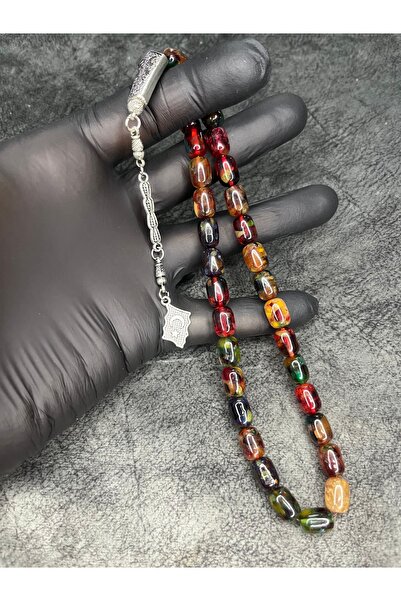 Mos Tespih Capsule Marbled Mosaic High-End Crimped Amber Prayer Beads