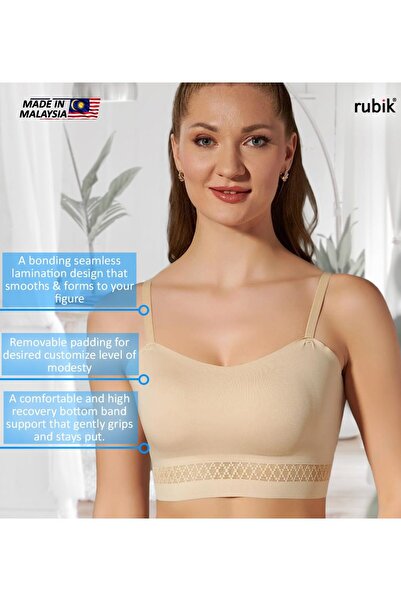 RUBIK Seamless Padded Sports Bra Non Wired Adjustable Straps For Yoga Gym Training Running Workout Fitness