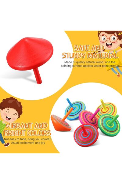 Generic Colorful Wooden Spinning Tops (20 pcs) - Handmade Gyroscope Toys for Kids