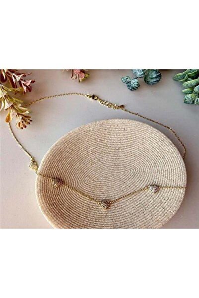 Genel Markalar beş mini kalp detaylı gold kolye