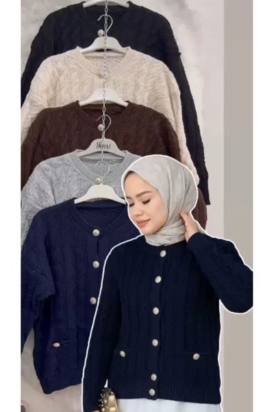 İpek Etek Üstü Hırka Lacivert