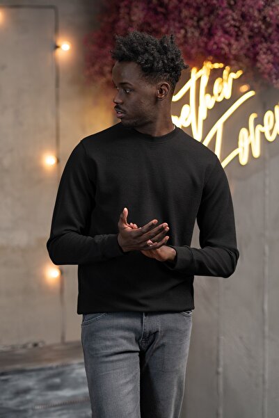 Dorss Regular Fit Dobby Crew Neck Stretch Fabric Transitional Sweatshirt