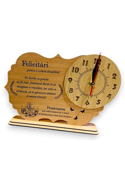 OEM Ceas cu mesaj pentru pensionar, dimensiune 30x20cm, cadran maro