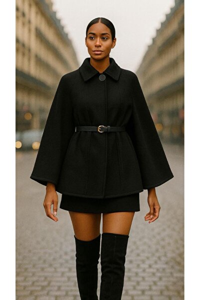 Moda Banuş Women's Oversized Belted Cashmere Poncho