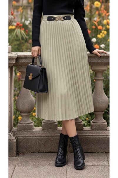 bohostyle Fusta plisata verde