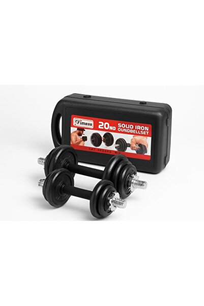 Generic 20kg adjustable iron dumbbells and a plastic box for safe and convenient storage.