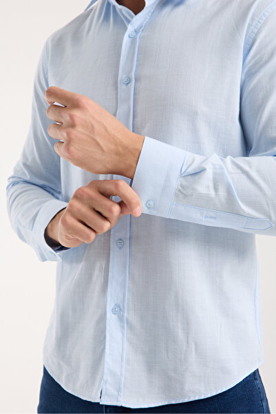 jack carisma Slim Fit Cotton Linen Textured Men's Shirt