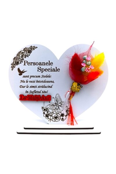 OEM Decorațiune inimă - Cadou personalizat cu mesaj standard pentru nași/prie...