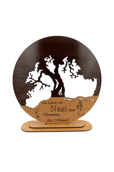 OEM Decorațiune inimă personalizată „Copacul Vieții” „La casa cu Nasi buni”, ...