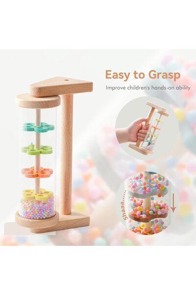 Soofam Rainstick with Stand - Wooden Montessori Musical Toy for Babies