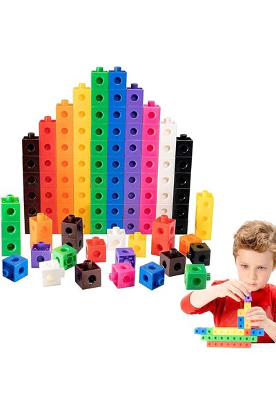 Generic 100-Piece Interlocking Counting Cubes - Educational Math Building Blocks for Preschool