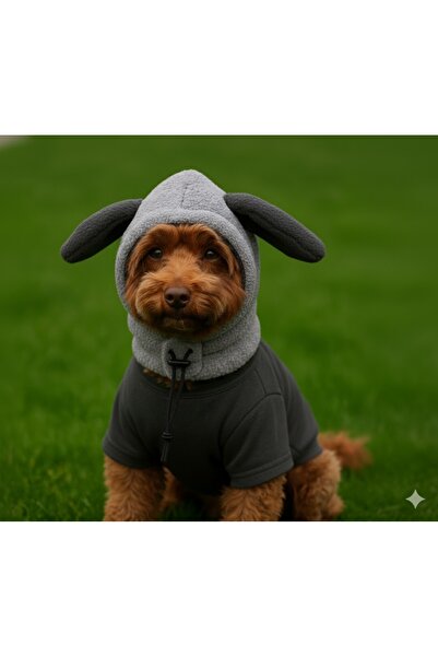 Lokums Açık Gri Bunny Kulaklı Kışlık Köpek Şapkası – Boyun Saran İpli Model, ...