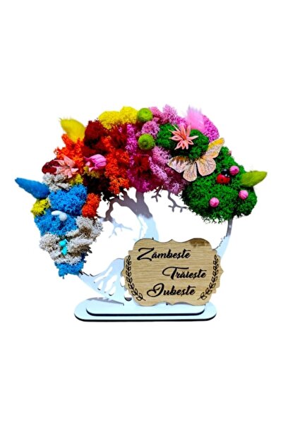 OEM Tablou personalizat Copacul Vieții cu mușchi conservat, mesajul „Zâmbește...