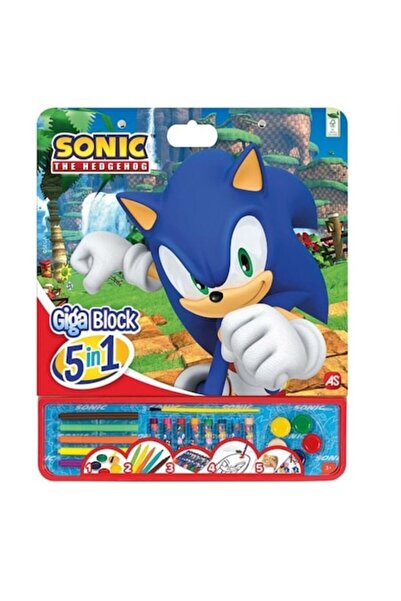 OEM Set de colorat Giga Block Sonic 5 în 1 – bloc preimprimat, 5 acuarele, 5 ...