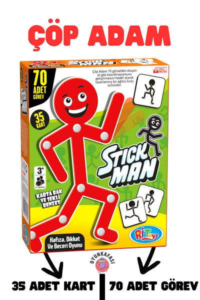 Ritoys STICK MAN - ÇÖP ADAM KUTU OYUNU 70 ADET GÖREV 35 ADET KART