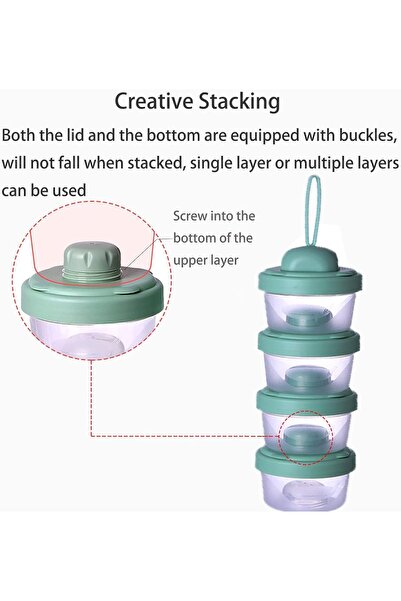 X SPRING Baby Milk Powder Dispenser - 4-Layer Portable Stackable BPA-Free Snack Storage Container
