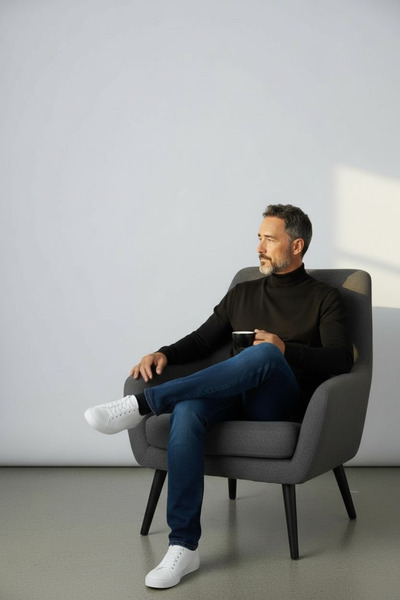 BİLGENS BUTİK Men's Half Turtleneck Plus Size Knit Sweater