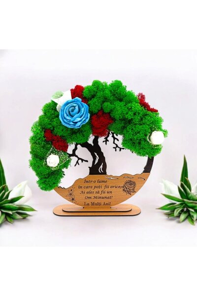 OEM Tree of Life artwork with stabilized lichens, personalized message 'You chose to be a Wonderful Pers