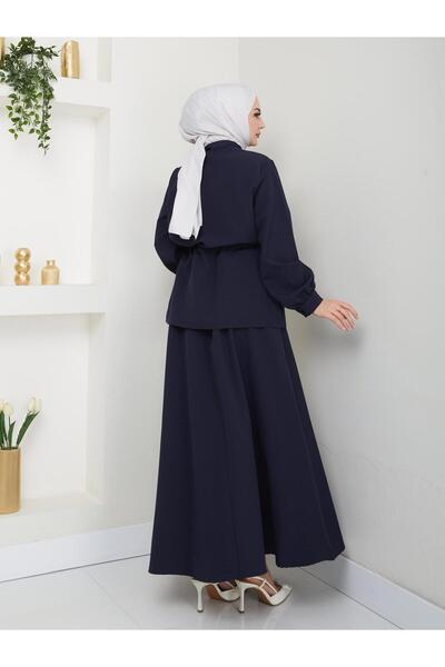 RAZENCİ Women's Two-Piece Suit with Skirt and Shirt with Pocket Details