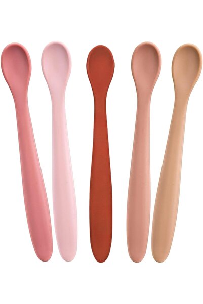 Generic Silicone Baby Feeding Spoons, 5 pcs — Soft Gum-Friendly Tips, Self-Feeding, Dishwasher & Boil Resi