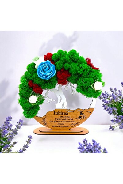 OEM Tree of Life Picture with Stabilized Lichens, Personalized Message 'Love is the Most Beautiful...',