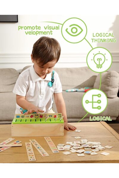 Generic Wooden Montessori Sorting and Stacking Educational Toy - 8 Boards & 80 Cubes