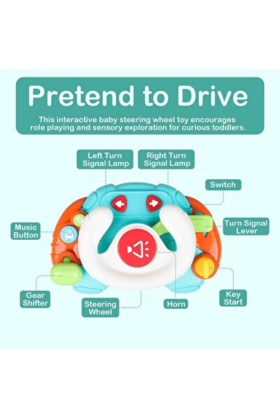Generic Andanna Baby Montessori Travel Sensory Steering Wheel Toy with Lights & Sounds (1-3 yrs)
