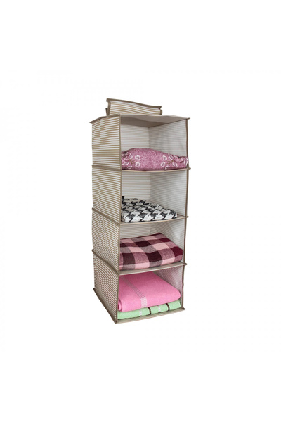 Epilons Closet Organizer Foldable Multi-Purpose 4-Compartment Striped Cloth Organizer (black)