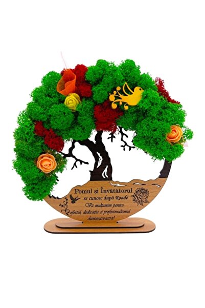 OEM Tablou Copacul Vieții cu Mușchi Stabilizat, Mesaj Personalizat, 20 cm, Negru