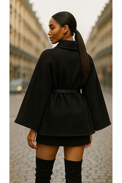 Moda Banuş Women's Oversized Belted Cashmere Poncho