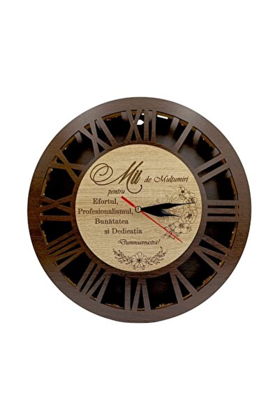 OEM Wall clock, personalized gift with standard message "Thousands of thanks...", 30cm, wenge