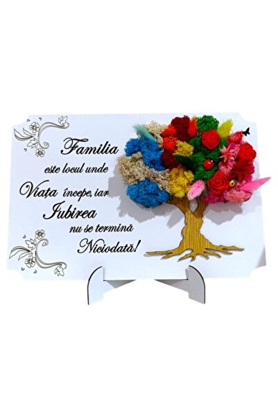 OEM Tablou copac cu licheni stabilizați, personalizat, 30x20 cm, model 2, alb