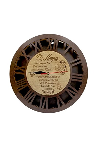 OEM Wall clock, blank - Gift for mom "She's the only one who doesn't ask for anything..." 30 cm, Wenge