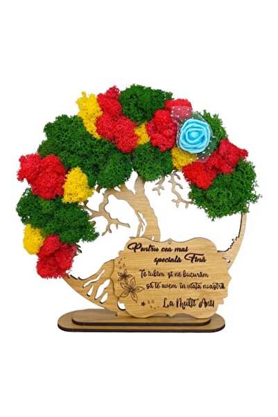 OEM Decorațiune înrămată Copacul Vieții cu licheni stabilizați și flori decor...