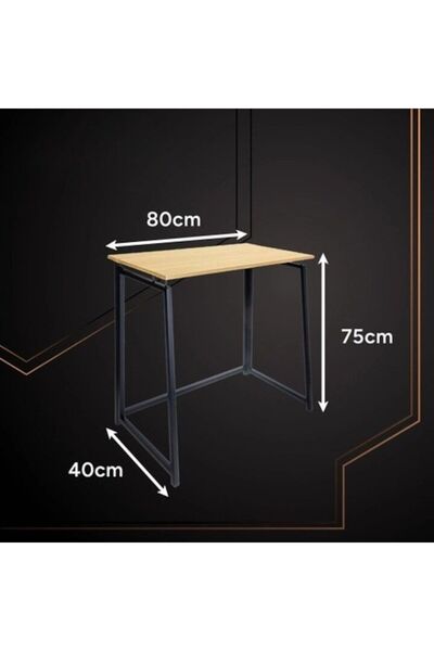 Ruhhy Foldable Industrial-Style Desk 80x75x40 cm, MDF Top & Steel Frame