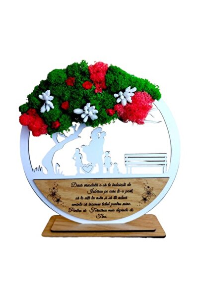OEM Ramă personalizată „Copacul Vieții” cu mușchi stabilizat, 20 cm, Model 2,...