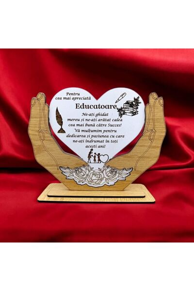 OEM Heart in Hands decorative plaque, personalized message for Educator, 'For the most appreciated Educa